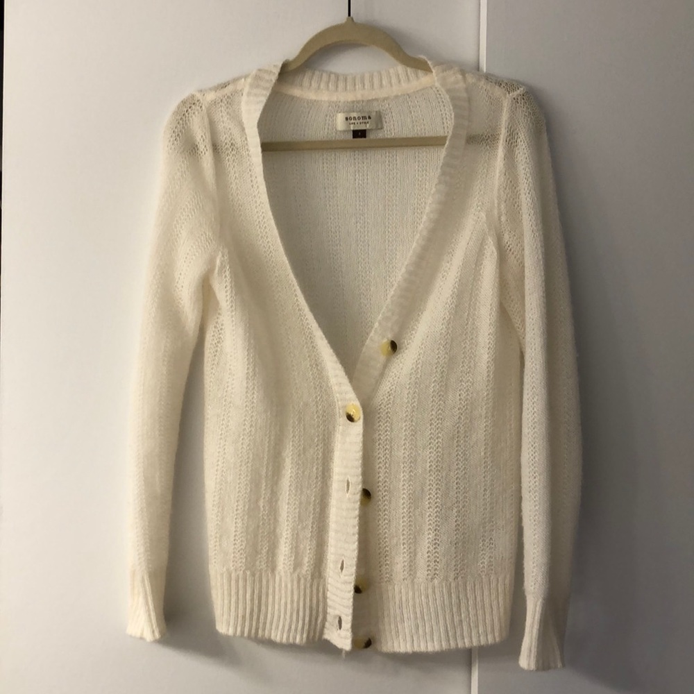Sonoma Creme Eyelet Sweater (S)